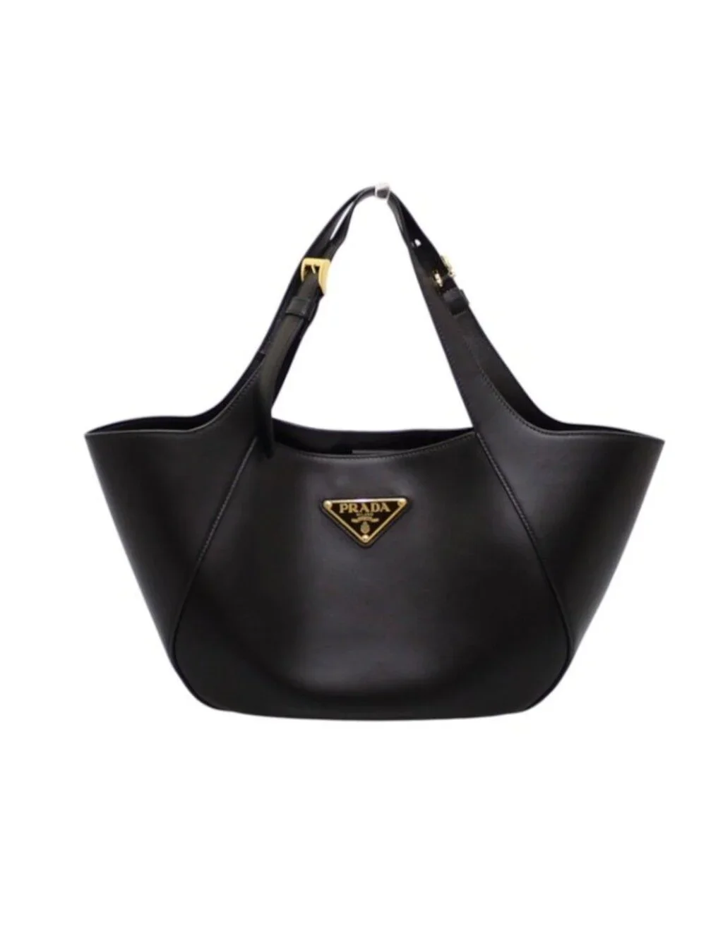 Prada Medium Leather Tote Calfskin Black Gold